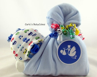 Stork Bundle Diaper Cake: Baby Shower Centerpiece Gift
