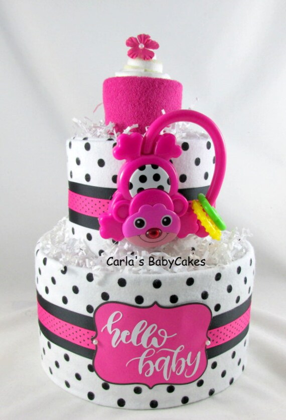Girl Diaper Cake Monkey Diaper Cake Baby Diaper Cake Baby Shower