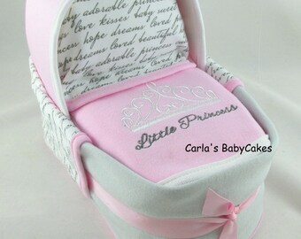 Diaper Bassinet Cake, Baby Shower Decoration, New Mom Gift