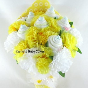 Baby Floral Bouquet, Baby Shower Bouquet, New Mom Gift, Baby shower decoration, Unique baby gift, Baby diaper gift, New baby gift image 7