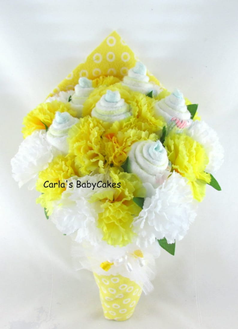 Baby Floral Bouquet, Baby Shower Bouquet, New Mom Gift, Baby shower decoration, Unique baby gift, Baby diaper gift, New baby gift image 7