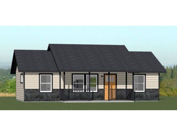 36x20 House 2 Bedroom 2 Bath 720 Sq Ft Pdf Floor Plan Instant Download Model 3b