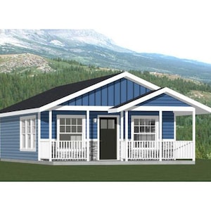 22x28 Haus -- 1-Schlafzimmer 1-Bad -- 200m² -- PDF Grundriss -- Sofort Download -- Modell 1B
