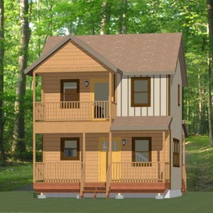 20x16 House -- 1-Bedroom 1.5-Bath -- 557 sq ft -- PDF Floor Plan -- Instant Download -- Model 8A