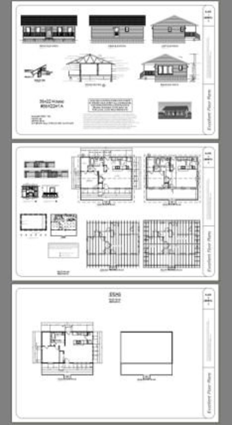 36x22 House 1Bedroom 1Bath 790 sq ft PDF Floor Plan Etsy