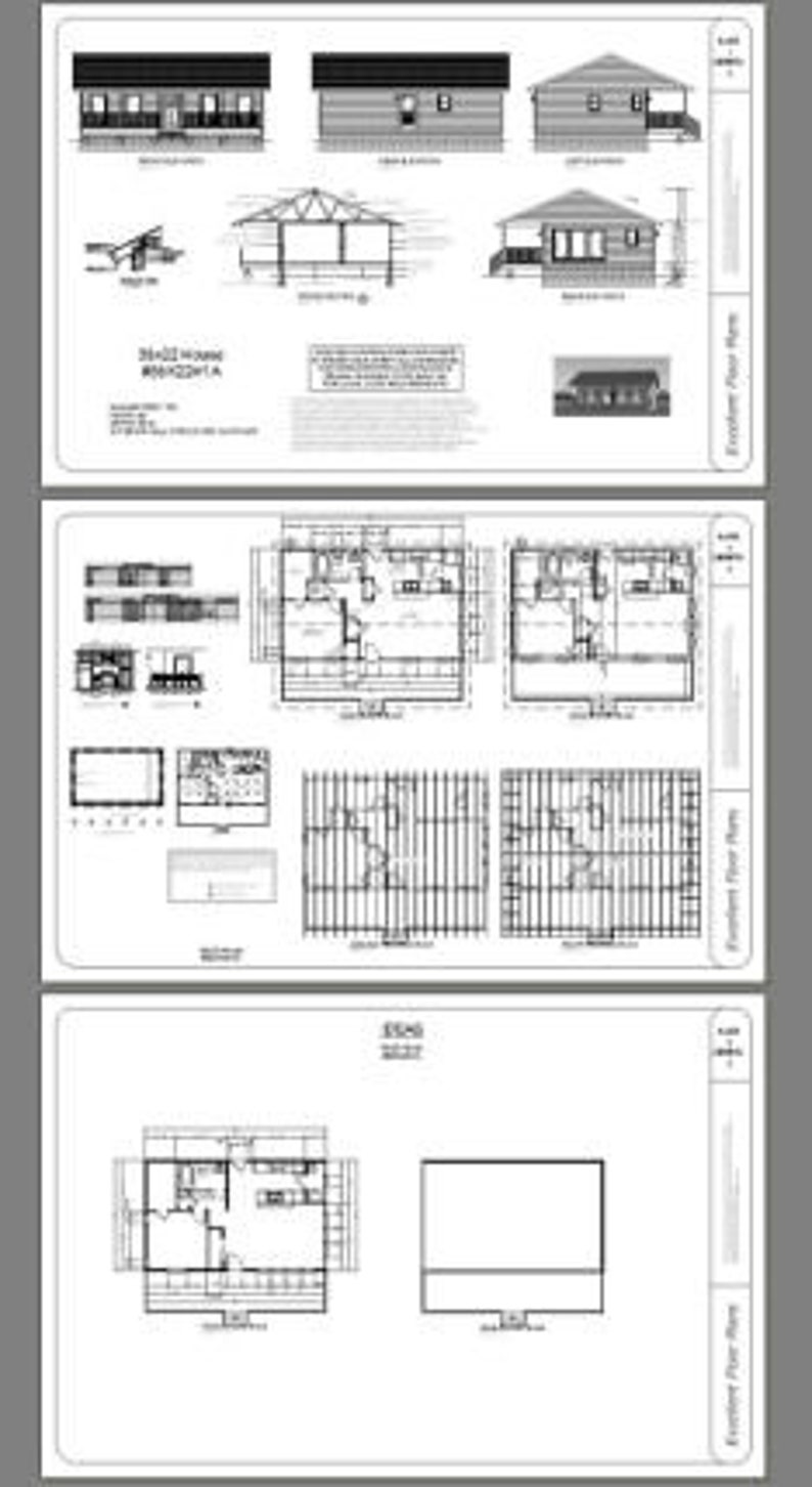 36x22 House 1Bedroom 1Bath 790 sq ft PDF Floor Plan Etsy