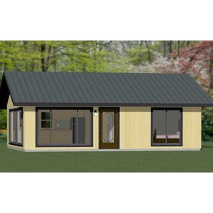 Casa 30x24 -- 1 dormitorio 1 baño -- 720 pies cuadrados -- Plano de planta PDF -- Descarga instantánea -- Modelo 2E