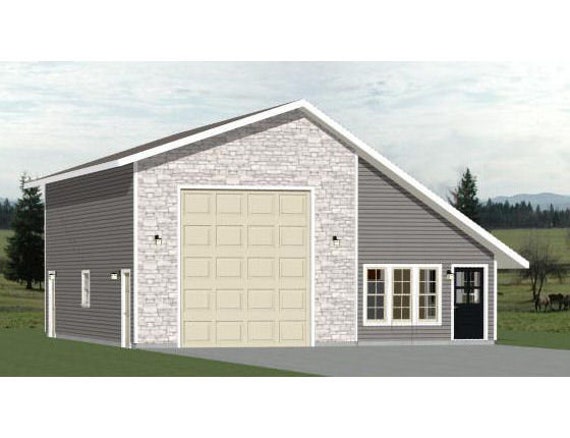 34x42 1 Rv Garage 1 Bedroom 1 Bath 1 400 Sq Ft Pdf Floor Plan Instant Download Model 2