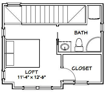 20x16 House 1-bedroom 1.5-bath 537 Sq Ft PDF Floor Plan Instant ...