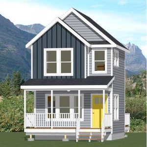 16x16 House -- 1-Bedroom 1-Bath -- 493 sq ft -- PDF Floor Plan -- Instant Download -- Model 19A