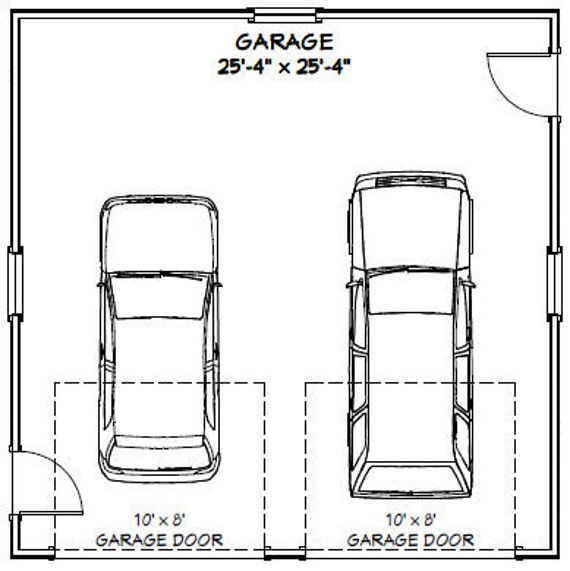 26x26 2-car Garage -- 676 Sq Ft -- PDF Floor Plan -- Instant