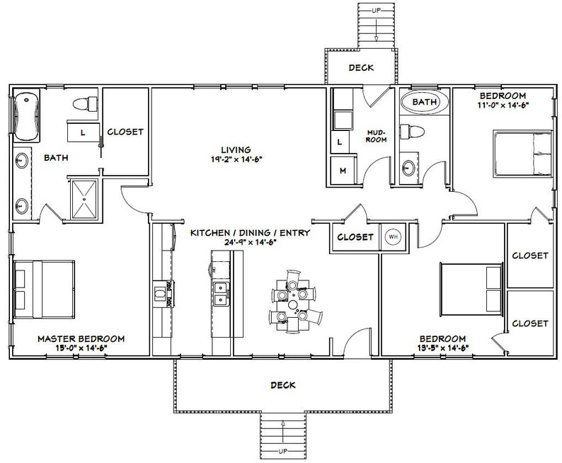 60x30 House 3 bedroom 2 bath 1800 Sq Ft PDF Floor Etsy 60x30 House 3 bedroom 2 bath 1800 Sq Ft PDF Floor Etsy