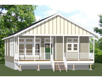 30x40 House -- 2-Bedroom 2-Bath -- 1,136 sq ft -- PDF Floor Plan -- Instant Download -- Model 1B