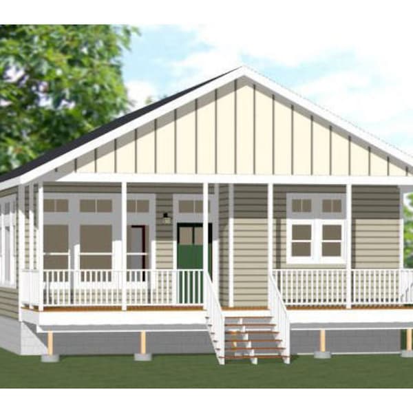 30x40 House -- 2-Bedroom 2-Bath -- 1,136 sq ft -- PDF Floor Plan -- Instant Download -- Model 1B