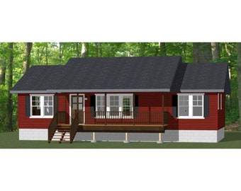 46x24 House -- 2-Bedroom 2-Bath -- 1,104 sq ft -- PDF Floor Plan -- Instant Download -- Model 2