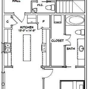 44x48 House 1-bedroom 2-bath 1,528 Sq Ft PDF Floor Plan Instant ...