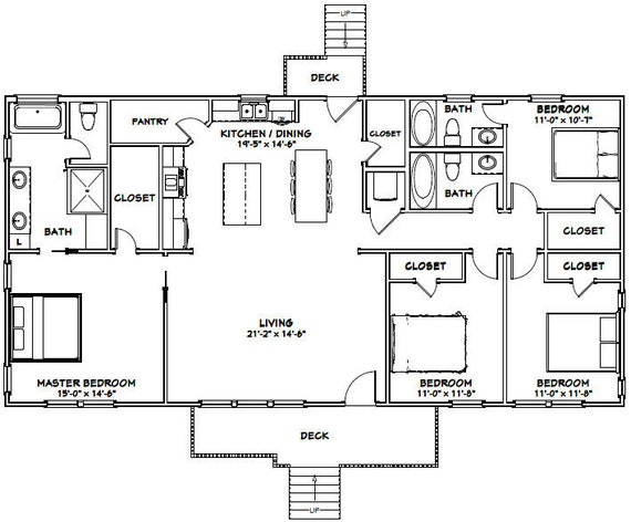 60x30 House 4 Bedroom 3 Bath 1800 Sq Ft Pdf Floor Etsy 60x30 House 4 Bedroom 3 Bath 1800 Sq Ft Pdf Floor Etsy