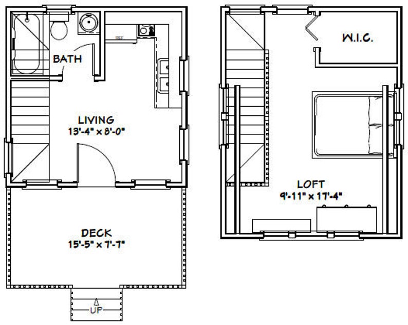 14x14 House 1-Bedroom 1-Bath PDF Floor Plan 399 sq ft Instant Download Model 1C
