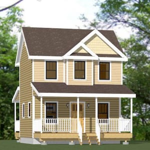 20x16 House -- 1-Bedroom 1.5-Bath -- 599 sq ft -- PDF Floor Plan -- Instant Download -- Model 9