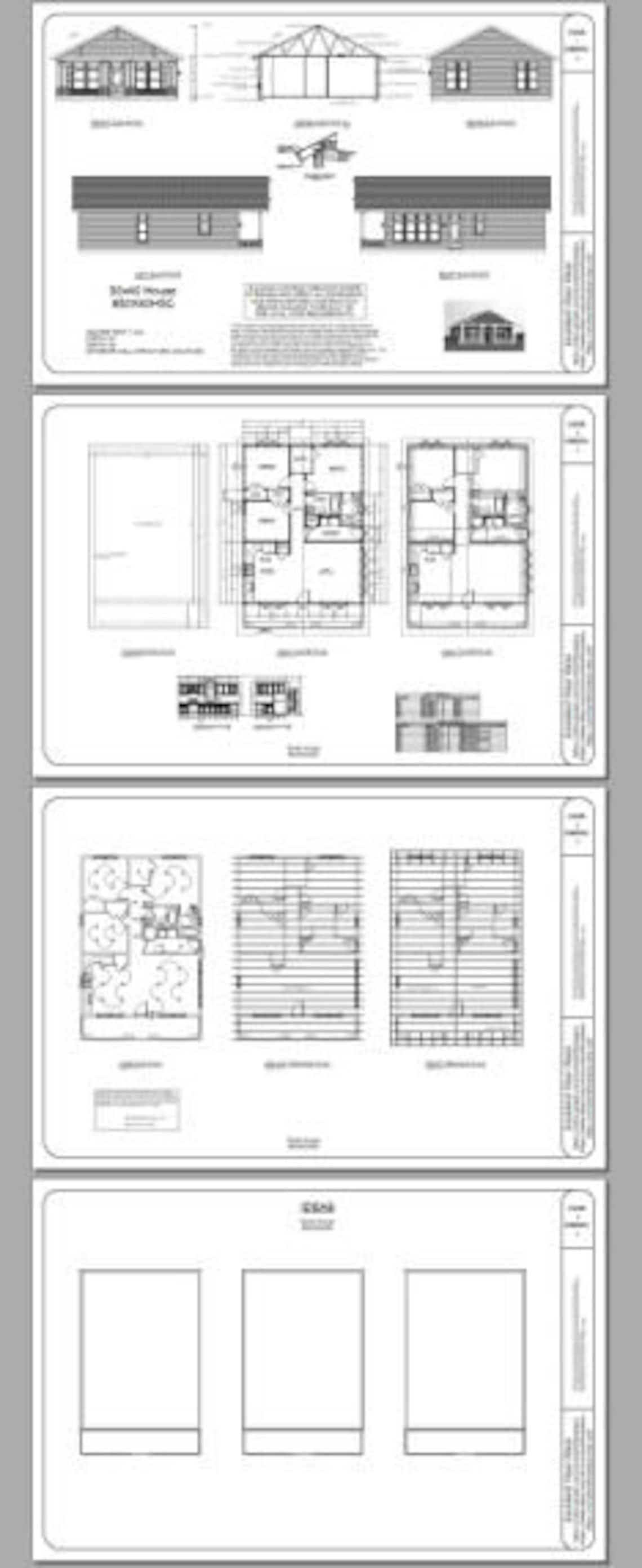 thumbnail image 2 of 30x40 House Plan PDF - 3 Bedroom 2 Bath - 1,200 Sq Ft Modern Farmhouse Style - Model 2G - Instant Download 2 of 6