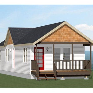 Casa de 16x54 -- 2 dormitorios 1 baño -- 864 pies cuadrados -- Plano de planta en PDF -- Descarga instantánea -- Modelo 1A