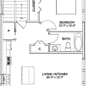 24x32 House 1 Bedroom 1.5 Bath 830 Sq Ft PDF Floor - Etsy