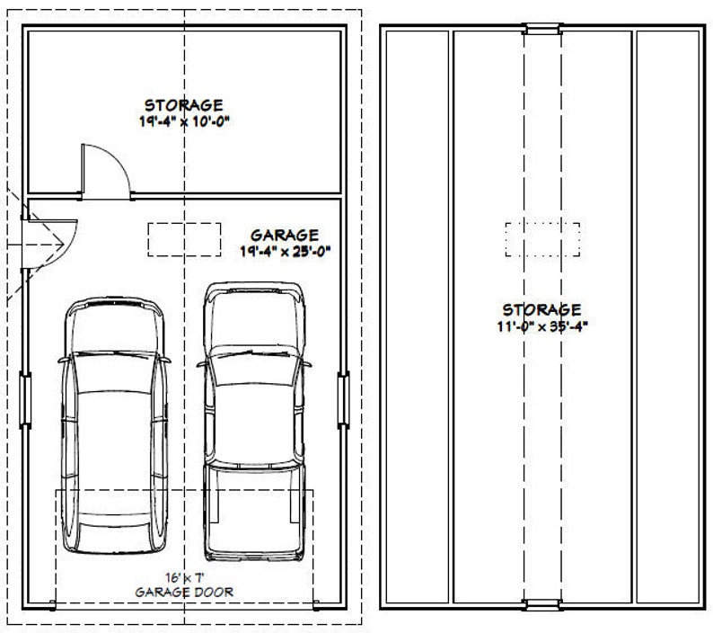 20x36 2Car Garages 1128 sq ft 8ft Walls PDF Floor Etsy