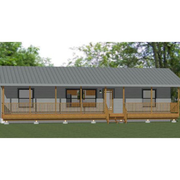 48x16 House -- 2-Bedroom 2-Bath -- 768 sq ft -- PDF Floor Plan -- Instant Download -- Model 1E