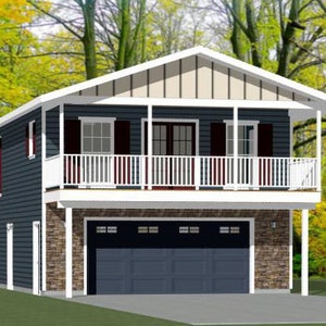 24x32 House -- 1 Bedroom 1.5 Bath -- 830 sq ft -- PDF Floor Plan -- Instant Download -- Model 8B