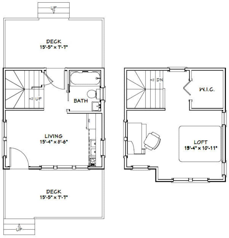 16x16 House 1Bedroom 1Bath 493 sq ft PDF Floor Plan Etsy