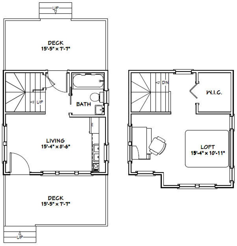 16x16 House 1Bedroom 1Bath 493 sq ft PDF Floor Plan Etsy