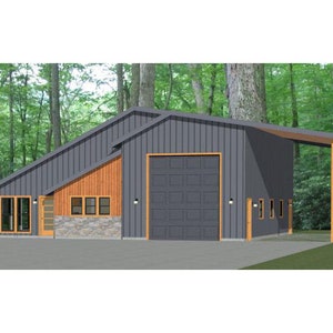 46x48 House -- 1-Bedroom 1.5-Bath -- 1,157 sq ft -- PDF Floor Plan -- Instant Download -- Model 3B