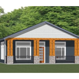 30x40 House -- 3-Bedroom 2-Bath -- 1,200 sq ft -- PDF Floor Plan -- Instant Download -- Model 2C