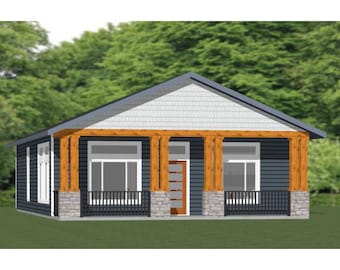 30x40 House -- 3-Bedroom 2-Bath -- 1,200 sq ft -- PDF Floor Plan -- Instant Download -- Model 2C