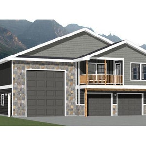 44x48 House -- 3-Bedroom 3-Bath -- 1,645 sq ft -- PDF Floor Plan -- Instant Download -- Model 5N