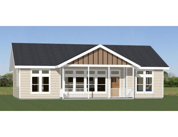 46x30 House 3 Bedroom 2 Bath 1 338 Sq Ft Pdf Floor Plan Instant Download Model 2c