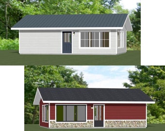 30x24 Houses -- 1-Bedroom 1-Bath -- 720 sq ft -- PDF Floor Plan -- Instant Download -- Models 1F and 1G