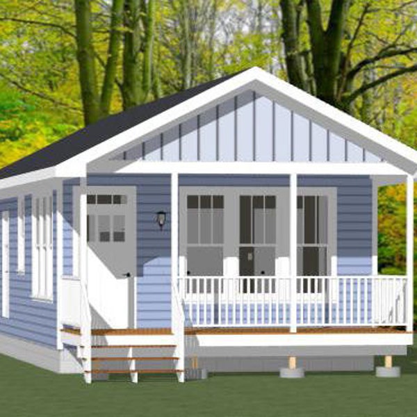 18x40 House -- 2-Bedroom 1-Bath -- 720 sq ft -- PDF Floor Plan -- Instant Download -- Model 4D