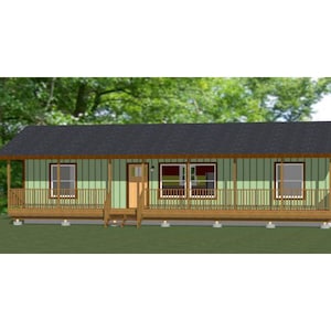 48x16 House -- 2-Bedroom 2-Bath -- 768 sq ft -- PDF Floor Plan -- Instant Download -- Model 1D