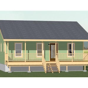 30x24 House -- 2-Bedroom 2-Bath -- 720 sq ft -- PDF Floor Plan -- Instant Download -- Model 9