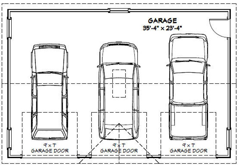 36x24 3-Car Garages 864 sq ft 8ft Walls PDF Floor | Etsy