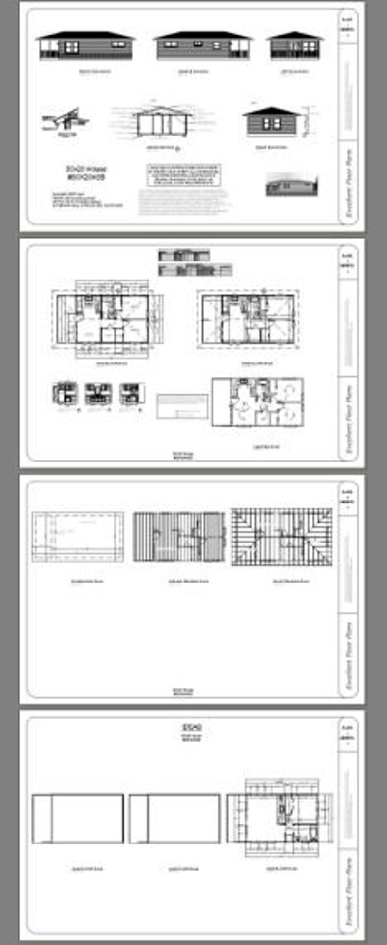 30x20 House 2-Bedroom 1-Bath 600 sq ft PDF Floor Plan | Etsy