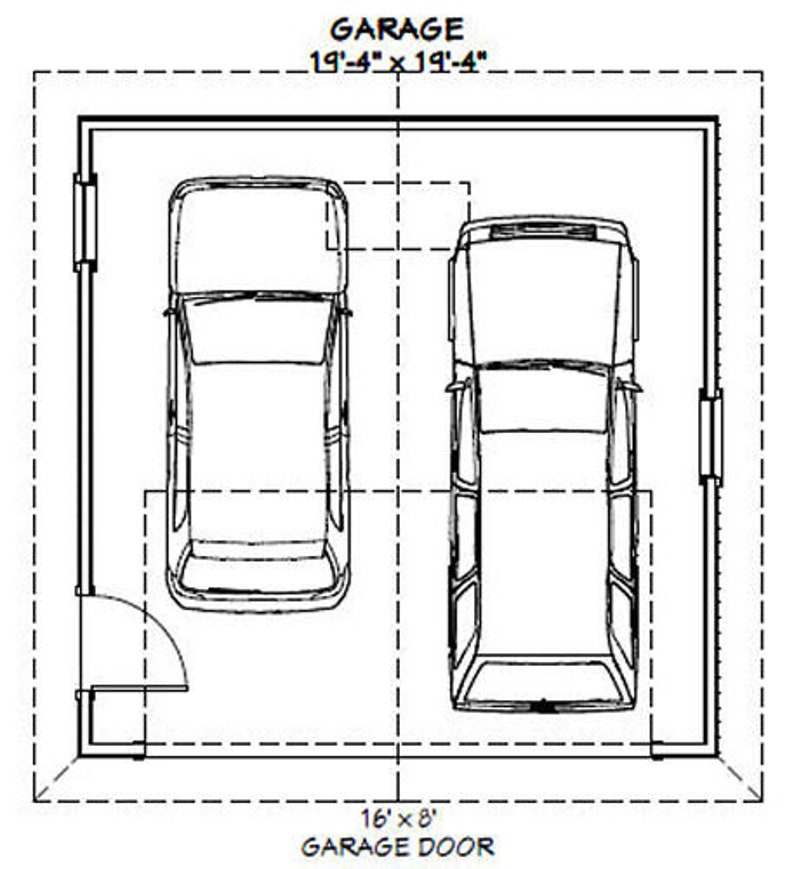 20x20 2car Garages 400 Sq Ft 9ft Walls PDF Floor Plan Instant Download