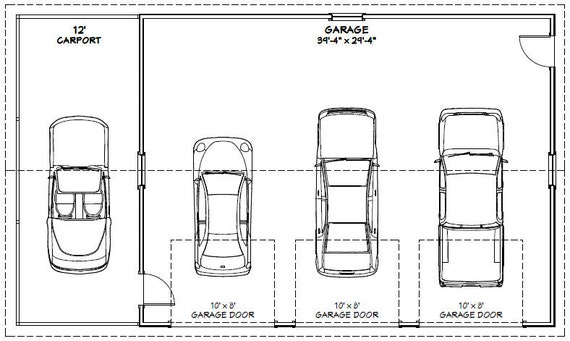 40x30 3-Car Garages Model 6F and 6N PDF Floor Plan 1,200 sq ft 