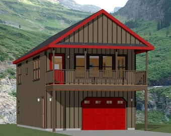 20x40 huis - 2 slaapkamers en 1,5 badkamers - 859 vierkante voet - PDF-plattegrond - Direct downloaden - Model 6N