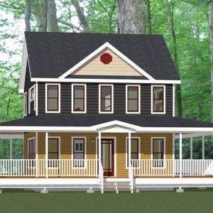 24x24 House -- 2-Bedroom 1.5-Bath -- 1,059 sq ft -- PDF Floor Plan -- Instant Download -- Model 12H