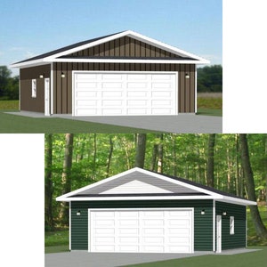 28x30 2-Car Garage -- 840 sq ft -- PDF Floor Plan -- Instant Download -- Model 10E and 10G