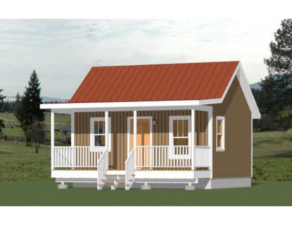 20x16 Tiny House 1 Bedroom 1 Bath 320 Sq Ft Pdf Floor Plan Instant Download Model 3a