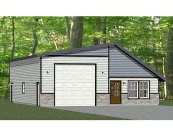 Model 1C PDF Floor Plan 1,600 sq ft 36x48 1 RV Garage 