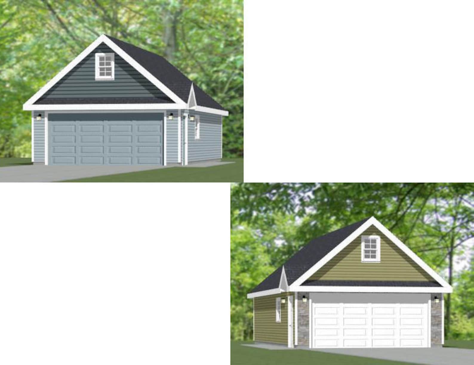 20x36 2Car Garages 1128 sq ft 8ft Walls PDF Floor Etsy